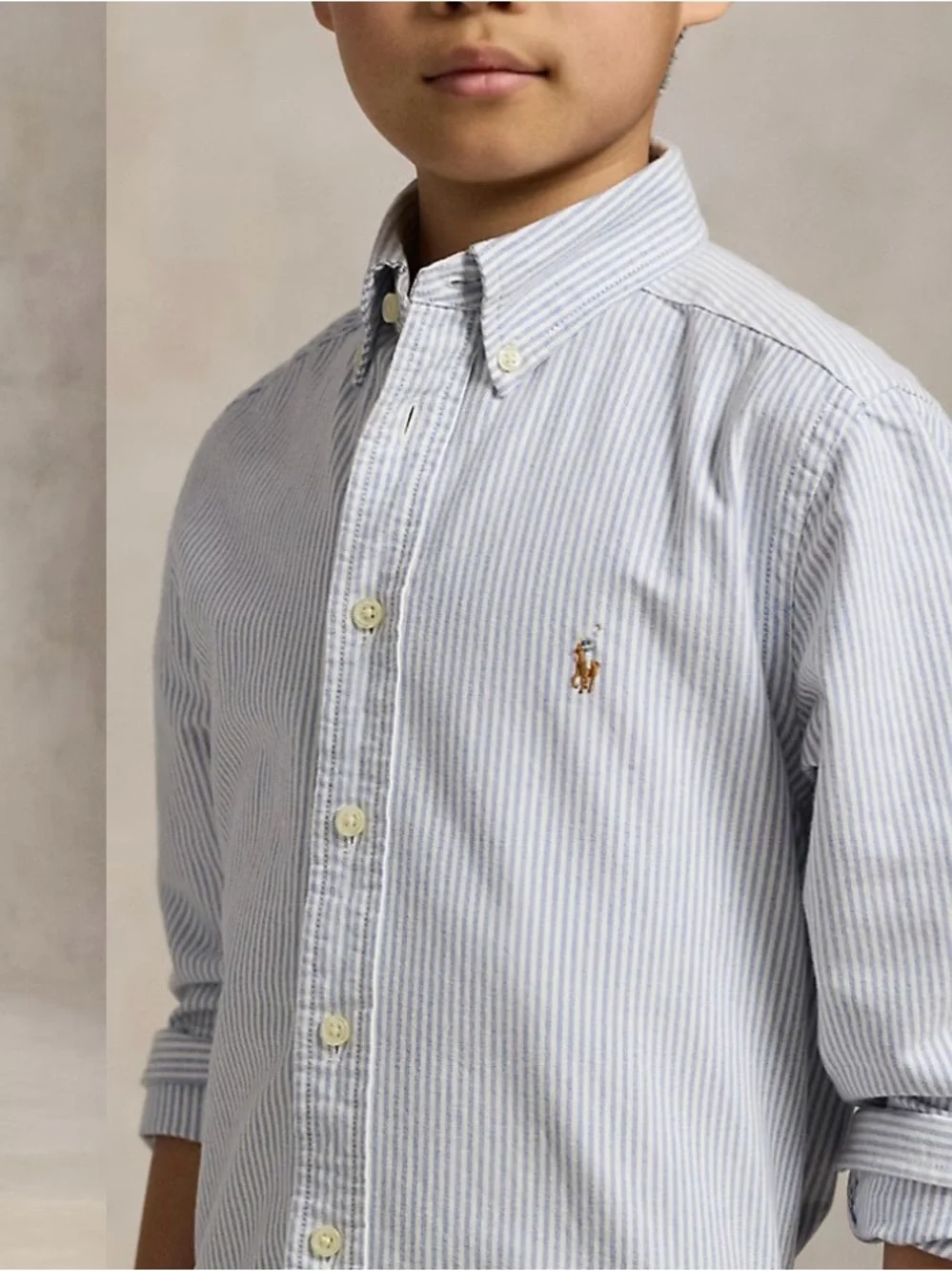 Ralph Lauren Boys Size 6 Blue White Striped Cotton Oxford Button Down Shirt EUC
